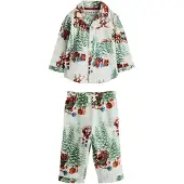 Next Pigiama marrone / verde / rosso / bianco