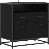 vidaXL Mobiletto con cassetti, 3 cassetti, nero, effetto legno di quercia