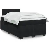 vidaXL Letto a molle con materasso nero 120x190 cm in velluto
