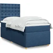 vidaXL Letto a molle con materasso blu 90x190 cm in tessuto