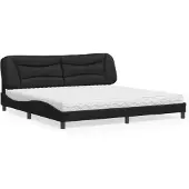 vidaXL Letto con materasso "Hvar" nero 200x200 cm in Pelle finta
