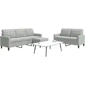 vidaXL Set divano 3 pezzi con cuscini in velluto grigio chiaro