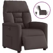 vidaXL Poltrona relax elettrica in tessuto marrone scuro