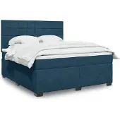 vidaXL Letto a molle con materasso blu 180x200 cm in velluto