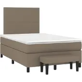 vidaXL Letto a molle con materasso Taupe 120x190 cm in tessuto