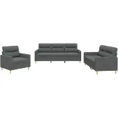 vidaXL Set divano 3 pezzi con cuscini in tessuto grigio scuro
