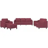 vidaXL set di divani 4 pezzi con cuscini in tessuto rosso vino