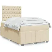 vidaXL Letto a molle con materasso crema 120x200 cm in tessuto