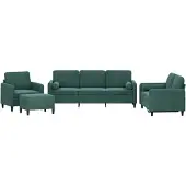 vidaXL Set di divani 4 pezzi con cuscini in velluto verde scuro
