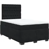 vidaXL Letto a molle con materasso nero 120x190 cm in velluto