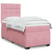 vidaXL Letto a molle con materasso rosa 100x200 cm in velluto