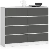 Akord Cassettiera Con Cassetti 120X40X99 Cm Bianco/Grigio Grafite