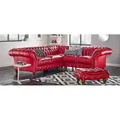 AEA Ecksofa Ledersofa Rot Polster Eck Couch Garnitur Sitz Design Chesterfield