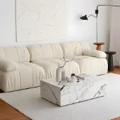AEA Polstersofa Sofa Dreisitzer Design 3 Sitzer Stoffsofa Beige Couch
