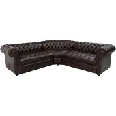 AEA Chesterfield Ecksofa Ledersofa Dunkelbraun Polster Eck Couch Garnitur Design