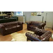 AEA Chesterfield Sofagarnitur Sofa Couch Polster 3+2+1 Ledersofa Komplette Garnitur