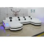 AEA Ledersofa Sofa Modernes Polster Leder Wohnlandschaft Design Ecksofa Couch Weiß
