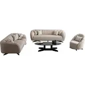 AEA Sofagarnitur Beige Couch Sofa Relaxgarnitur Polsterset Loungemöbel 3+3+1 Tisch
