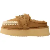 Mou per donna. MU.FW681006A Platform clog - letter logo (39), Pelle, Marrone, 3 a 5cm, Nessuno, Casual