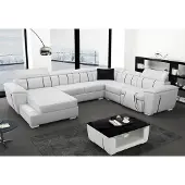 AEA Ledersofa Couch Polster Weiß Leder Sofas Sofa U-Form Couchen Wohnlandschaft