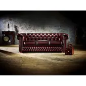 AEA XXL Sofa 3 Sitzer Couch Chesterfield Polster Sitz Garnitur Leder Rot
