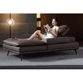 AEA Wohnzimmer Lounge Möbel Modern Design Sofa Leder Braun Textil Chaiselongue