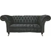 AEA Englische Chesterfield Büro Sitzmöbel Einrichtung Sofa Couch 2 Sitz Schwarz