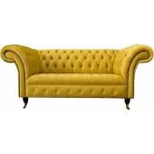 AEA Chesterfield Couch Sofa Polster 2 Sitzer Wohnzimmer Couchen Sitz Gelb