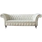 AEA Dreisitzer Weiß Stoff Wohnzimmer Design Couchen Sofa Chesterfield Couch