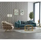 AEA Komplette Couchgarnitur Polstersofa Dreisitzer Stoffsofa Blau Sessel