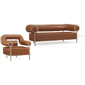 AEA Sofagarnitur Wohnzimmer Set Sofa 3 + 1 Sitzer Polster Möbel 2tlg Braun
