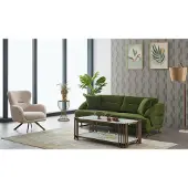 AEA Polstersofa Couchgarnitur Dreisitzer Sessel Grün Couch Stoffsofa 2tlg