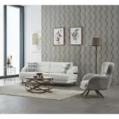 AEA Polstersofa Couchgarnitur Dreisitzer Sessel Weiß Couch Stoffsofa 2tlg