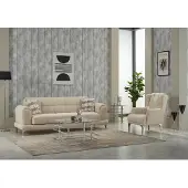 AEA Couch Garnitur Dreisitzer 3 Sitzer Sofa Stoff Sessel Polstersofa Beige