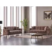 AEA Komplette Dreisitzer Couch Polstersofa Stoff 3 Sitzer Sofa Braun 2tlg