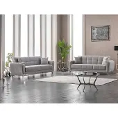 AEA Sofagarnitur Dreisitzer Sessel Polstersofa Stoffsofa Grau 2tlg Couch