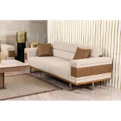 AEA Sofa 3 Sitzer Beige Sofa Stil Luxus Wohnzimmer modernes Design Polsterstoff