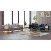 AEA Sofagarnitur Sofas Couchen Polstersofa Dreisitzer Luxus Beige Stoff