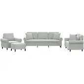 vidaXL set divano 4 pezzi con cuscini in velluto grigio chiaro
