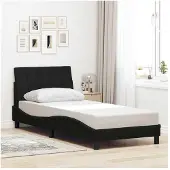 vidaXL Struttura letto senza materasso "Hanko" nero 90x200 cm in tessuto