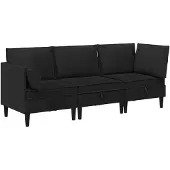 vidaXL Set da salotto , 3 pezzi, tessuto nero
