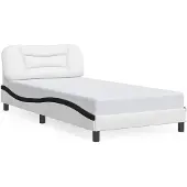 vidaXL Giroletto con testiera bianco e nero 100x200 cm in ecopelle