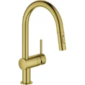 GROHE Minta Mitigeur monocommandé pour évier, portée 223mm, bec en C, extractible, Easy Docking, pivotant, double douchette d'évier, 32321GN2, 32321GN2