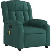 vidaXL Poltrona reclinabile per massaggio, tessuto verde scuro