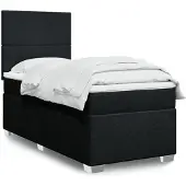 vidaXL Letto a molle con materasso nero 90x190 cm in tessuto