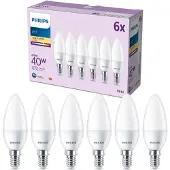 Philips LED candela E14 4,9W 470m 2.700K satin 6x