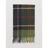 Barbour Sciarpa in misto cashmere con motivo tartan e bordi sfrangiati