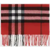 Burberry Sciarpa in cashmere con motivo tartan e fondo sfrangiato