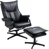 HOMCOM Poltrona relax con poggiapiedi, poltrona girevole, poltrona TV reclinabile