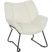 HOMCOM Poltrona da salotto , con rivestimento effetto sherpa, braccioli bianchi